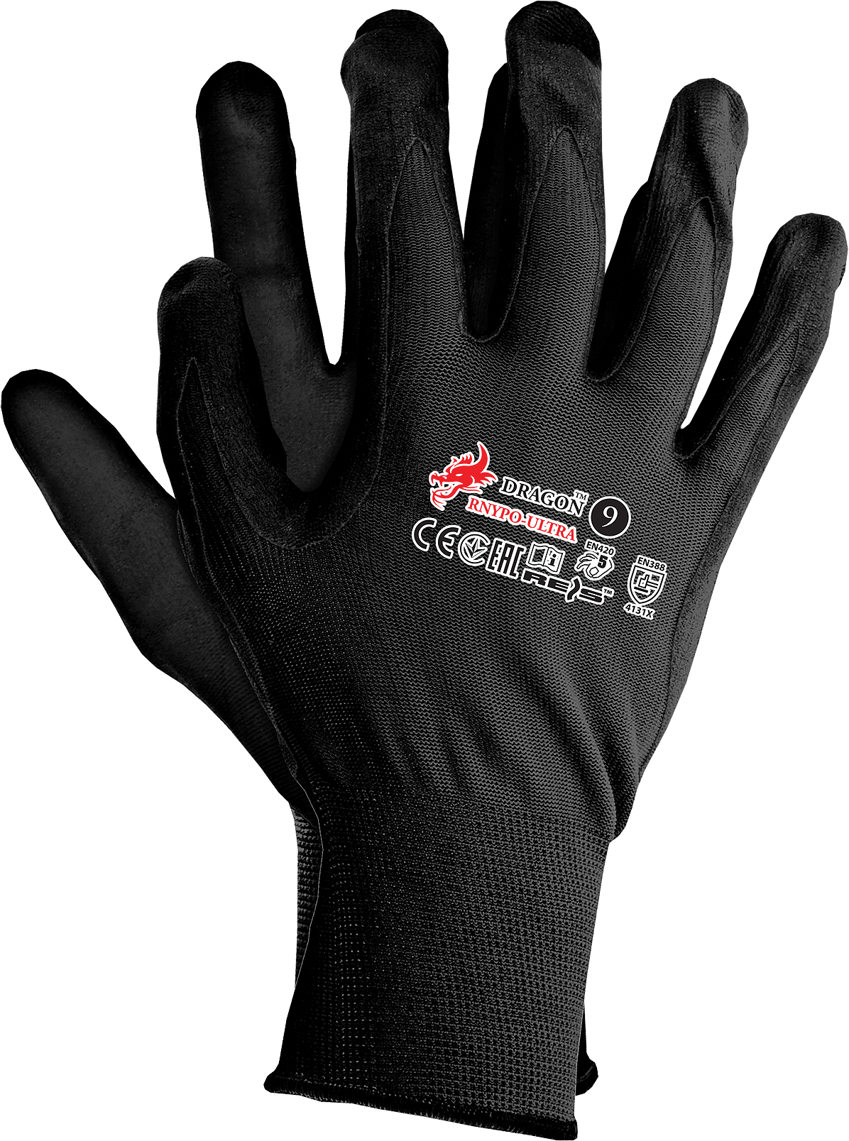 12 Paar Rnypo Ultra Arbeitshandschuhe PU Nylon Gr.8-9-10 schwarz