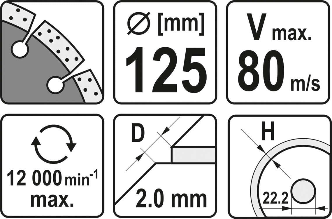 125 mm Profi Diamant Trennscheibe von Yato YT-59962 125 x 2 mm