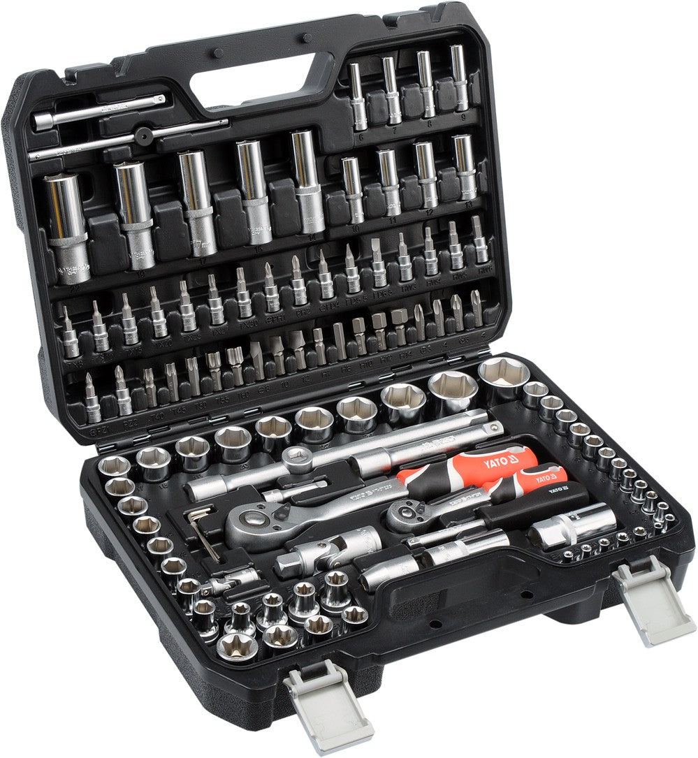 108 tlg Profi Satz Steckschlüssel Knarrenkasten Ratschenkasten Werkzeug 1/2" 1/4" Yato