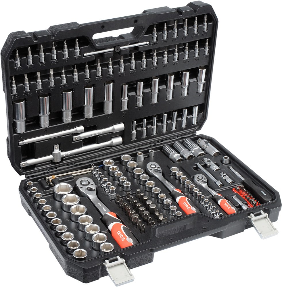 173 tlg Profi Satz Steckschlüssel Knarrenkasten Ratschenkasten Werkzeug 1/2" 3/8'' 1/4" Yato