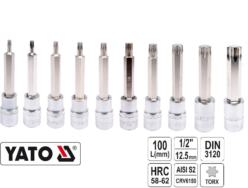 Yato Profi 1/2 '' Torx T20 - T70 Stecknuss Länge 100 mm
