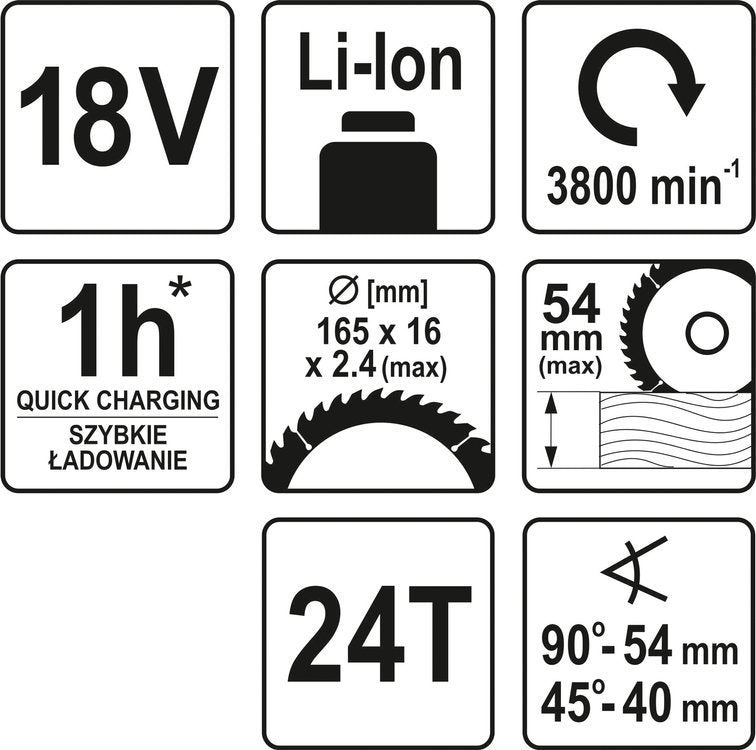 18 V Akku Handkreissäge Solo ohne Akku und Schnellladegerät 165 mm