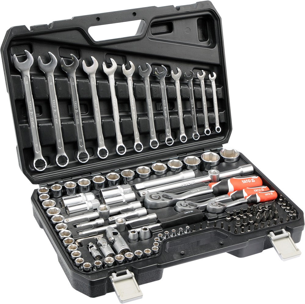 111 tlg Profi Satz Steckschlüssel Gabelschlüssel Ratschenkasten Werkzeug 1/2" 3/8'' 1/4" Yato