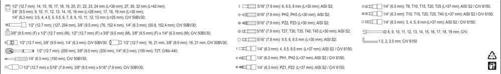 111 tlg Profi Satz Steckschlüssel Gabelschlüssel Ratschenkasten Werkzeug 1/2" 3/8'' 1/4" Yato