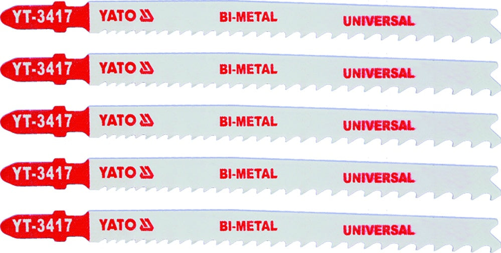 5 tlg. Stichsägeblätter T-Schaft 10-5 Tpi Bi-Metall Yt-3417 Universal