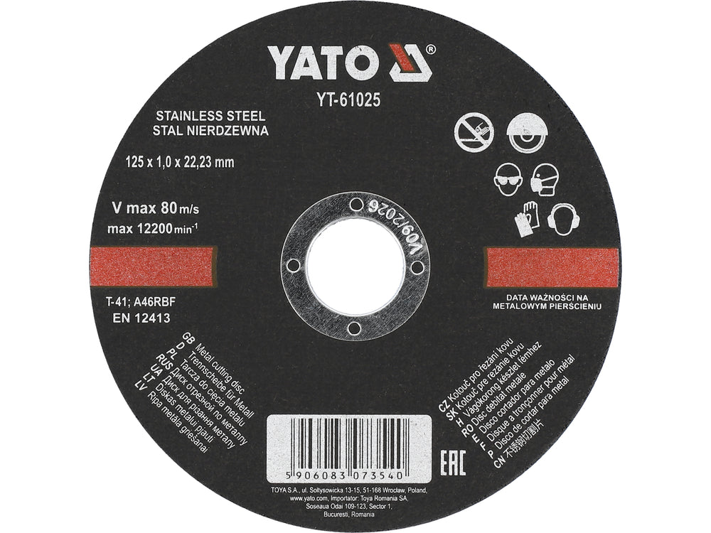 YATO YT-61025 Edelstahl Trennscheibe 125 x 1,0 x 22,23 mm | Profi-Qualität