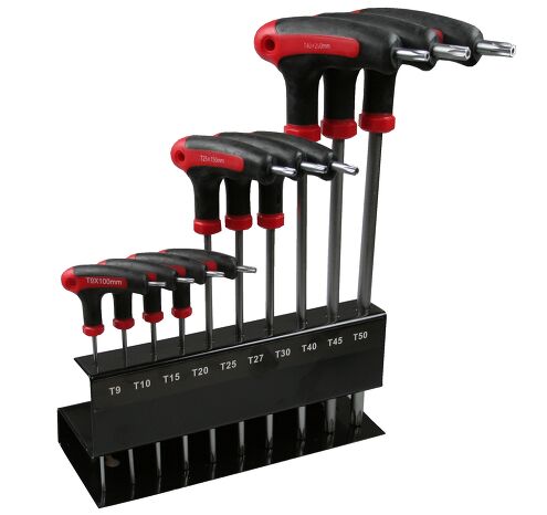 Torx T-schlüssel Set mit Wandhalterung 10 tlg. T9-T50