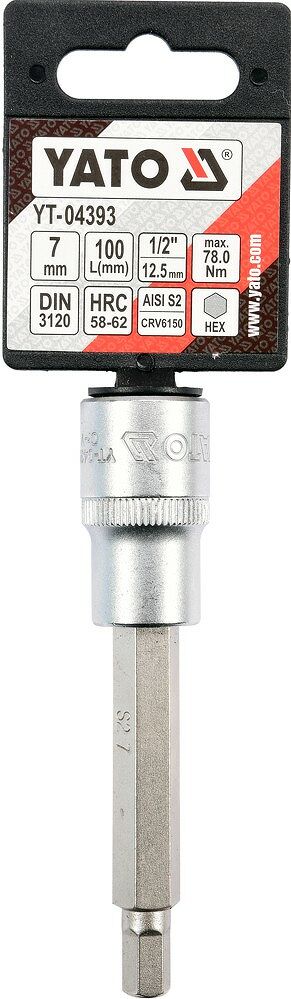 Professioneller Innensechskannt -Steckschlüssel mit 1/2 Zoll Antrieb 100 mm Länge 5-10 mm