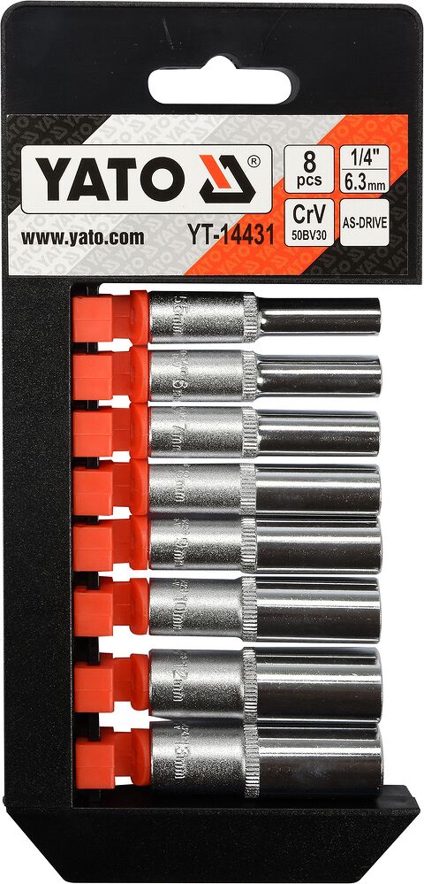 1/4 Zoll Lang Stecknussset 8 tlg. von Yato 5,5-13 mm