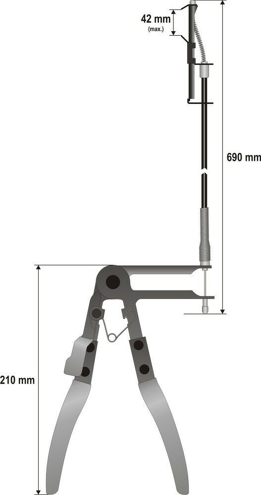 Flexible Schlauchklemmzange für Schlauchschelle mit Bowdenzug: ca. 690 mm