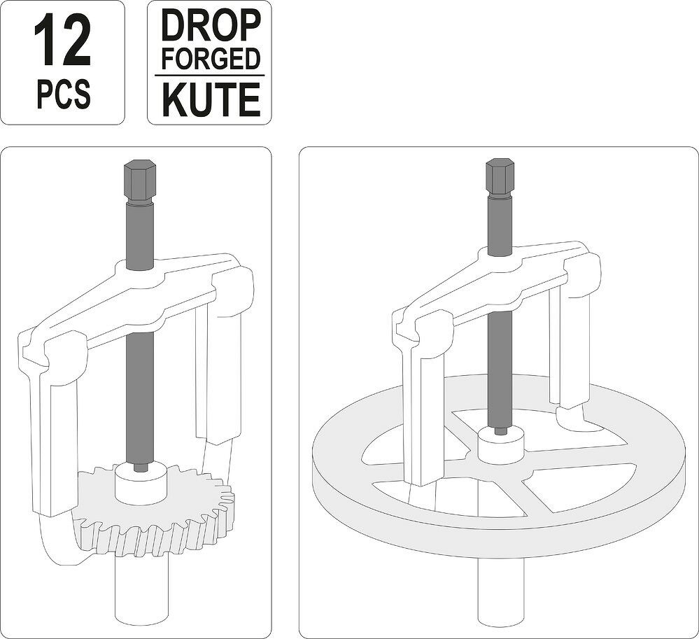 Profi ZAHNRAD- UND LAGERABZIEHER SET 100-250 MM, 12 IN 1 Yato YT-25105