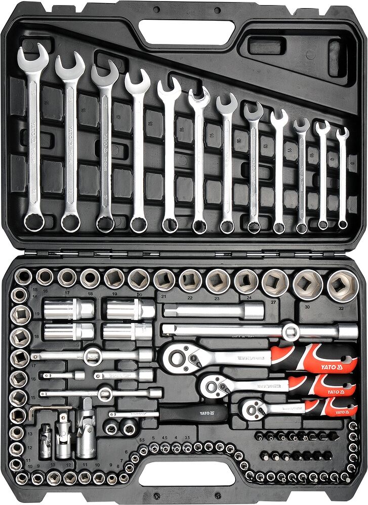 111 tlg Profi Satz Steckschlüssel Gabelschlüssel Ratschenkasten Werkzeug 1/2 3/8 1/4 Yato