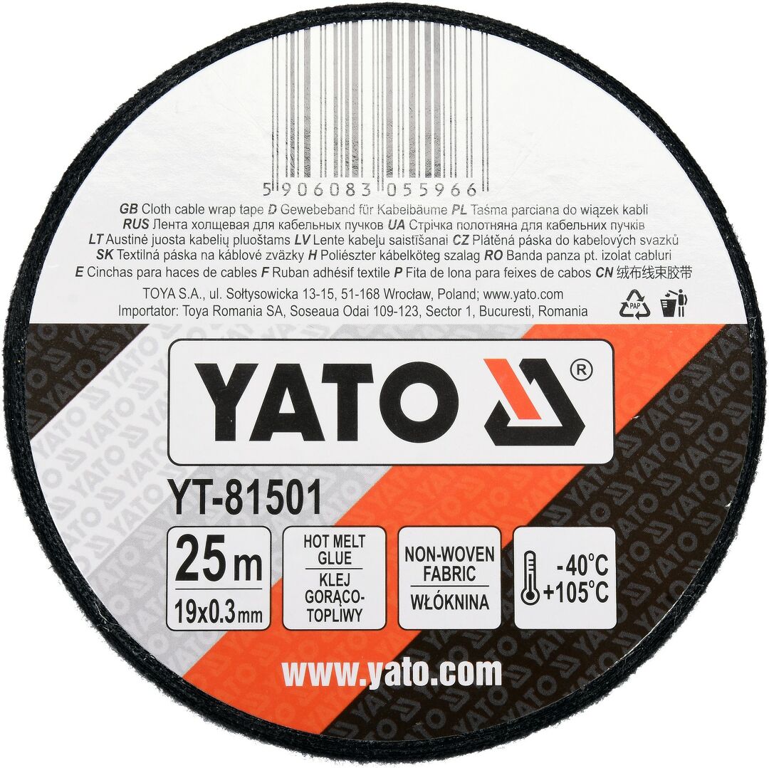 Yato KFZ Gewebeband Vlies 19 mm x 25m YT-81501