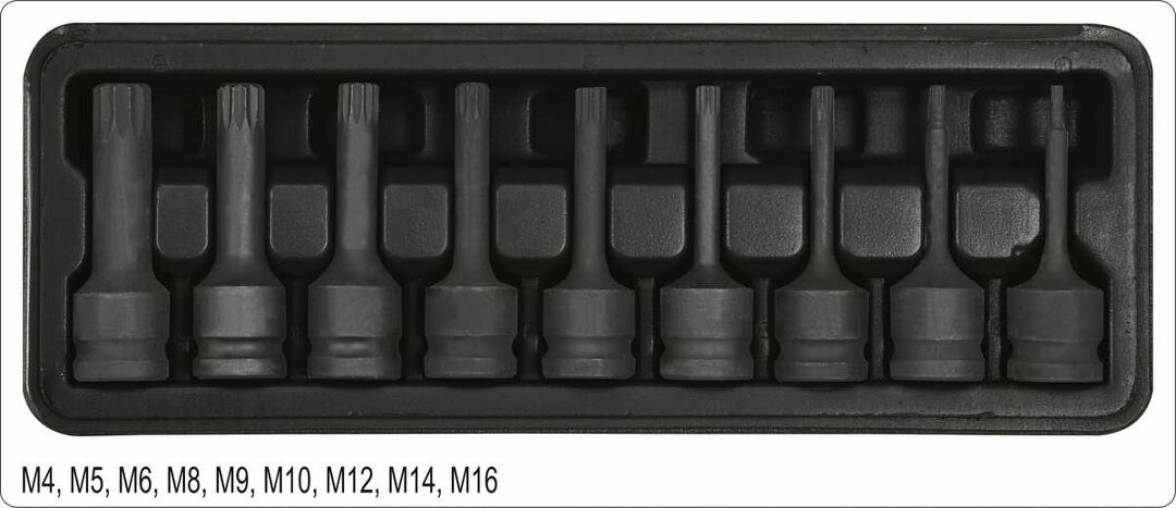 Yato 9 tlg. Satz IMPACT Innen Vielzahn - Nüsse M4 - M16 Schlagschrauber CrMo XZN