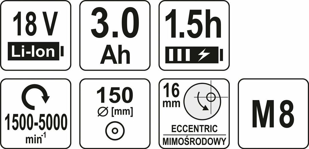 Profi 18V Akku 150 mm Exzenter Poliermaschine 3ah Koffer Pads Set Bürstenlos