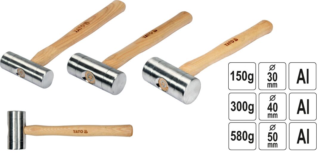 3 tlg.Set Ausbeulhammer 30 40 50 Ø Aluminium Hammer