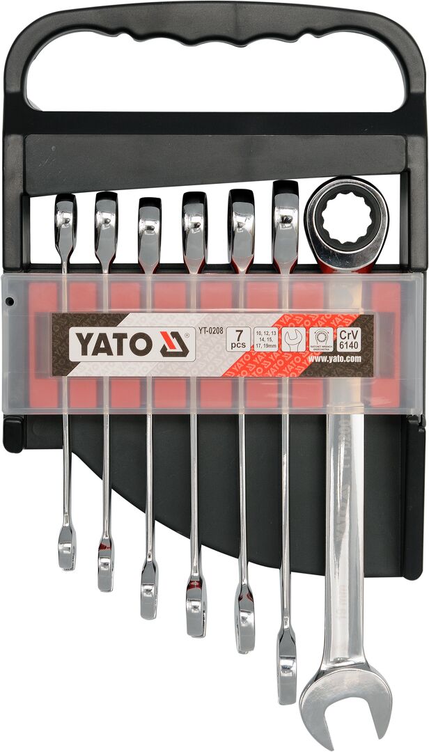 7 tlg. Profi Ratschenschlüsselsatz von Yato 10 - 19 mm