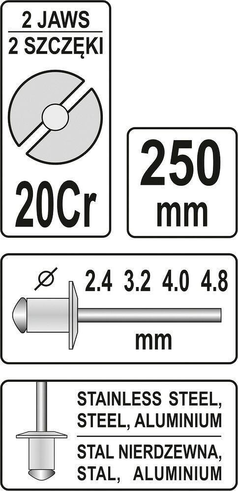 Yato Profi Blindnietzange  2,4 - 4,8 mm YT-36007