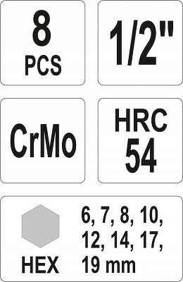 Yato 8 tlg. Satz Innen Sechskannt  6-19 mm Schlagschrauber CrMo HEX