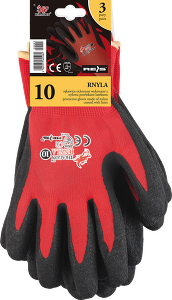 3 Paar Arbeitshandschuhe RNYLA CB Gr. 7-11 rot/schwarz