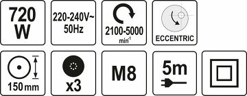 Profi POLIERMASCHINE Exzentrisch 720W Ø150MM VARIABLE GESCHW. +PAD