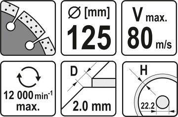 125 mm Profi Diamant Trennscheibe von Yato YT-59962 125 x 2 mm