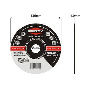 Trennscheibe Inox 125 x 1 mm Metall Edelstahl 10 Stück für Edelstahl Blech Metall