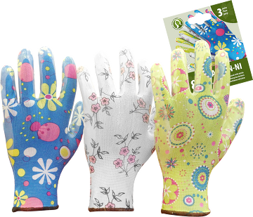 3 Paar Garten und Haushalts Handschuhe Nitril Beschichtet