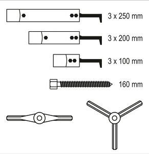 Profi ZAHNRAD- UND LAGERABZIEHER SET 100-250 MM, 12 IN 1 Yato YT-25105