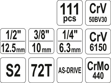 111 tlg Profi Satz Steckschlüssel Gabelschlüssel Ratschenkasten Werkzeug 1/2 3/8 1/4 Yato
