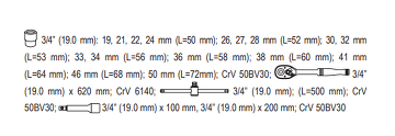 20 tlg Profi Satz Steckschlüssel Knarrenkasten Ratschenkasten Werkzeug 3/4 Yato