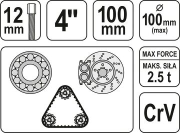 YT-2520 Yato Abzieher 100 mm 3 armig Innen- / Außenabzieher