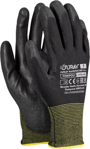 12 Paar Jurav Timipoli Arbeitshandschuhe PU  Gr.7-8-9-10 schwarz