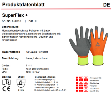 10 Paar Superflex+ Latex-Arbeitshandschuhe wasserdicht