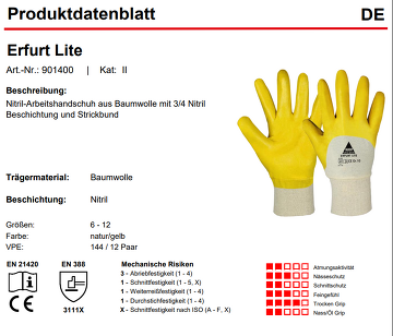 12 Paar Nitril Arbeitshandschuhe Erfurt Lite