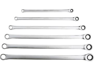 YATO YT-50385 Ratschenringschlüssel-Satz 6-teilig – Extra Lang, 8–19 mm, 90 Zähne